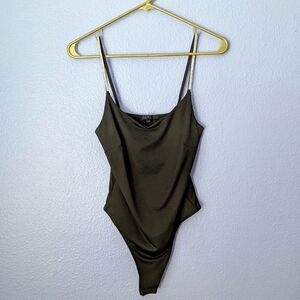 Women's Iris Bodysuit Sleeveless Black Silver Sequined Straps Small Button EUC